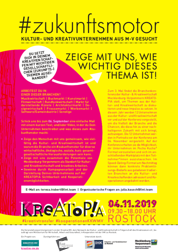 Mehr über den Artikel erfahren Kreatopia 2019: Aufruf